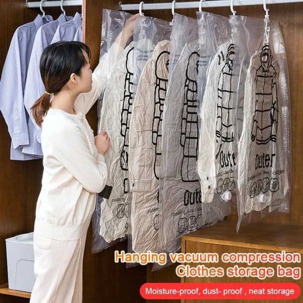 5 large protection household side pull hanging vacuum compression bag transparent hanging down jacket clothes dust storage bagR260529