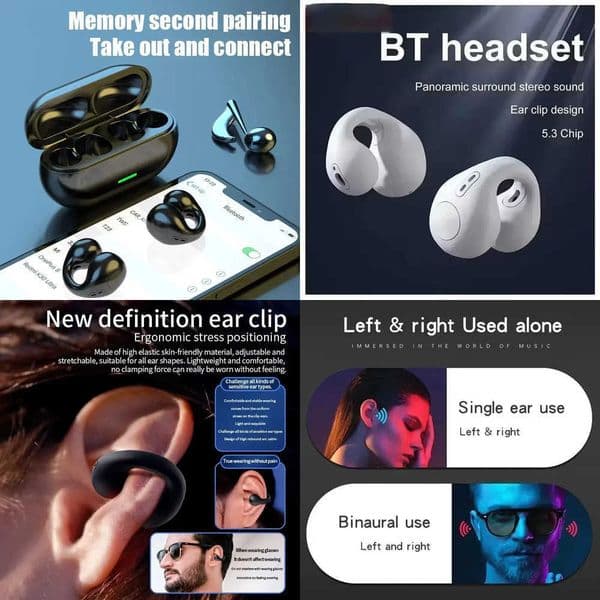 NEW Bluetooth 53 Wireless Bone Conduction Headphones T75 Clip Ear Music Noise Canceling Headset HD Call Sports Gaming Earphone X260529