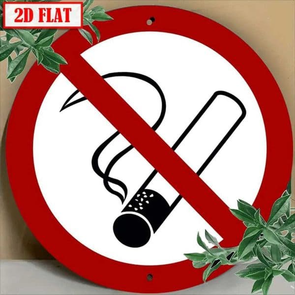 2D Flat 8x8 Inch Round Aluminum No Smoking Sign Weather-Resistant Metal Wall Art Indoor Outdoor Home Office Bar Decor C260529