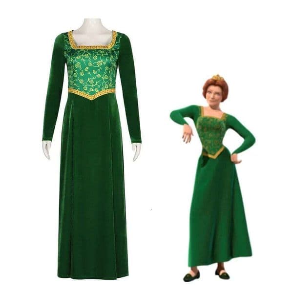Princess Cosplay Costume Anime Shrek Wife Green Fiona Cos Dress Outfit ForLadies Women Halloween Headgear