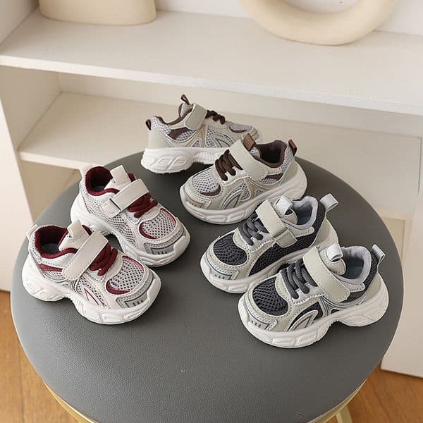 Spring and Autumn Boys' Baby Children's Sports Dad's Breathable Running 1-3 Years Old Girls' Soft Sole Mesh Shoes