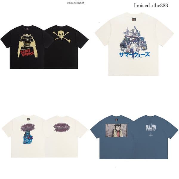mens t shirts saint michael Washed and Worn Short Sleeve Fashion Retro Print Vintage Couple T-shirt ab 57 0a