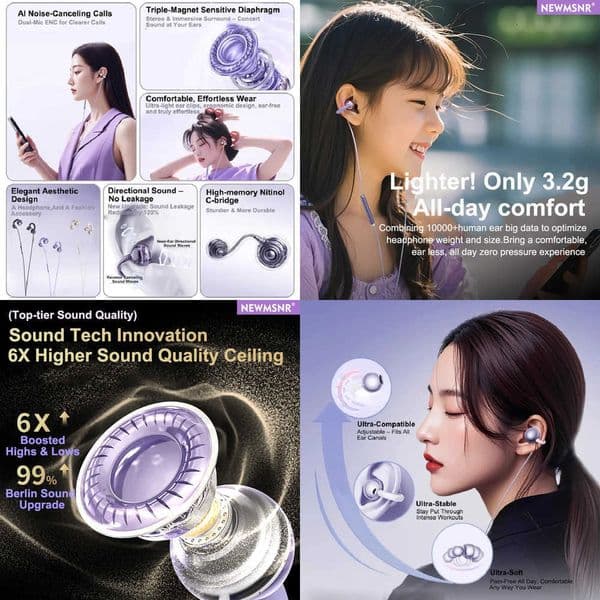Upgraded Clip-on Type C35mm Wired Control Headphones HIFI Sound Sports Earbuds Gaming Headsets Earphones in HD mic For Samsung X260529