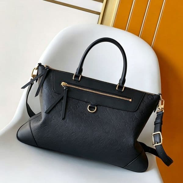Dual Size Modern Daily Tote Bag Large Capacity Laptop Handbag With Gold Hardware Chain D Ring