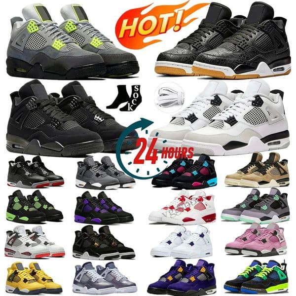 4s Basketball Shoes Designer Sneakers For Men Women Sneaker Military Black Cat Pine Green White Oreo Red Thunder Unc Bred Cacao Medium Olive Sail Mens Trainers Sports