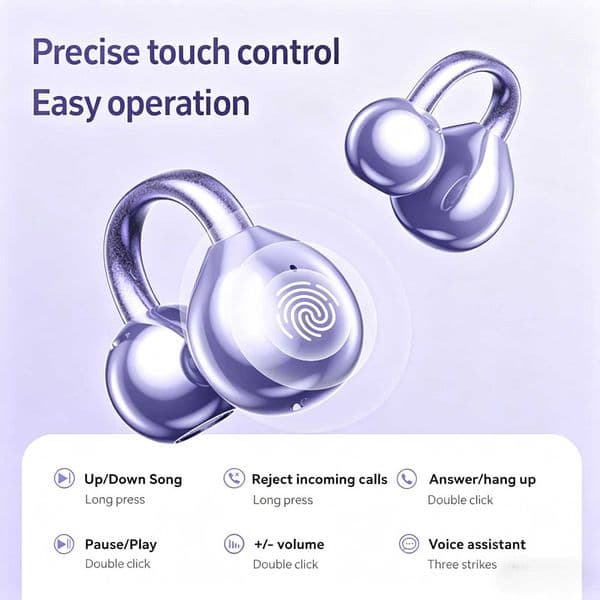 New Clip-on Earbuds for Small Ears Glasses Open Ear Bluetooth Headphones with 40H Playtime Digital Display Earphones With Mic X2605291
