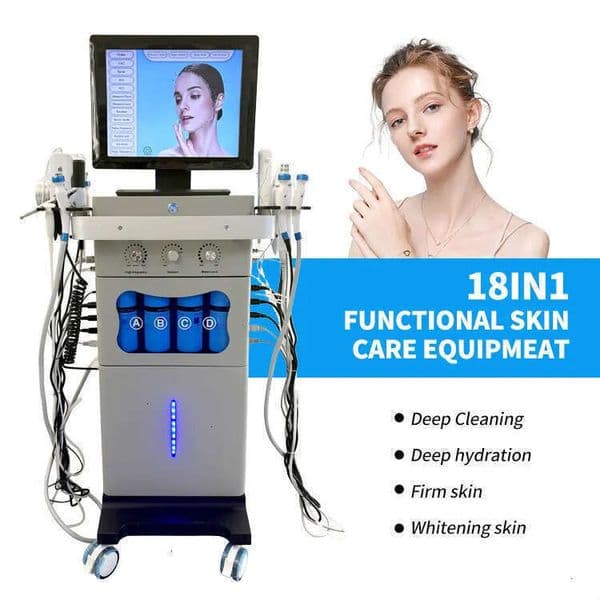 High End Upgrade H2o2 Microdermabrasion Hydra Oxygen Purification Anti-Aging Skin Hydrating 18 In 1 Microneedle RF Beauty Facial Exfoliating Machin
