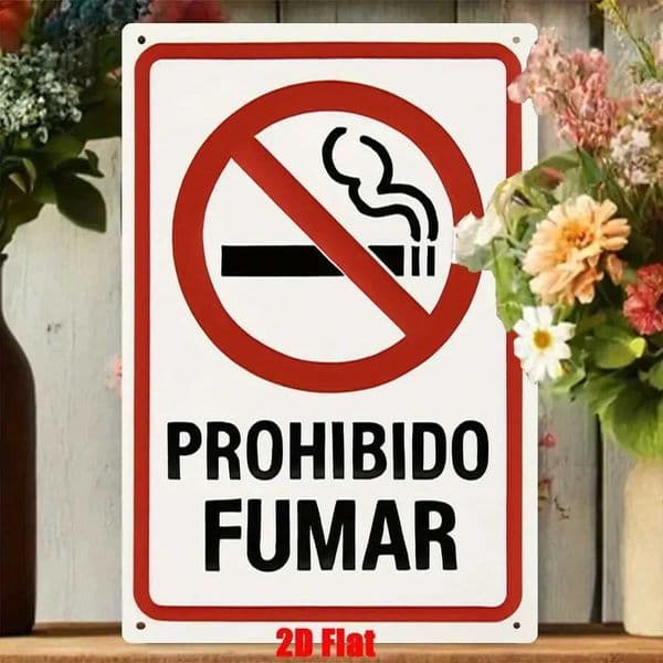 2D Flat Metal Wall Art No-Smoking Sign for Public Places Aluminum Plaque 20x30 cm C260529