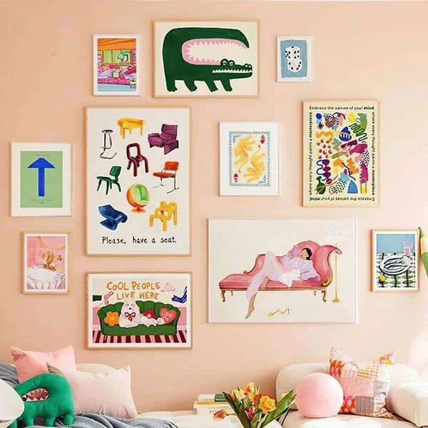 Crocodile Fish Chair Sofa Colorful Life Abstract Lines Posters Prints Canvas Painting Wall Art Pictures Living Room Home Decor 26L0529