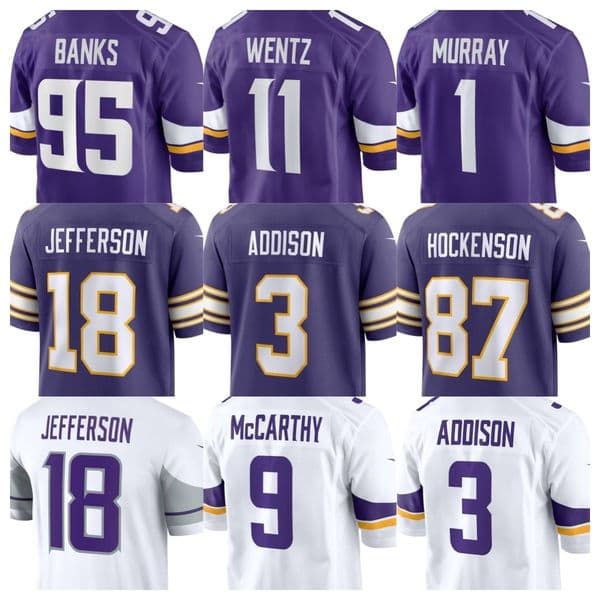 Caleb Banks Vikings Jersey Football Justin Jefferson Kyler Murray Will Reichard Max Brosmer Zavier Scott Josh Oliver Ivan Pace Jr. Joshua Metellus Byron Murphy Jr.