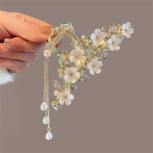 Floral Shark Hair Clip for Women Updo Bun Ponytail Holder Large Shark Clip for Hair DIY Accessory Hair Styling M260529