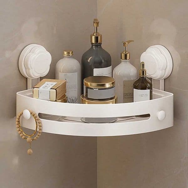 Suction Cup Bathroom Shelf Wall Mounted Three-story Storage Organizer Strong Load-bearing Stainless Steel Wall Corner ShelfR260529