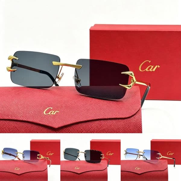 Designer Sunglasses Men Women sunglasses Fashion Classic Frame Glasses Leopard Head Composite Metal Rimless Optical Frame Sunglasses UV 400 With Box