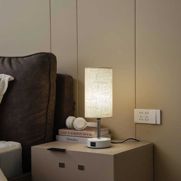 Circular linen lampshade desk lamp E27 bulb desk lamp without bulb living room bedroom bedside table decorative lamp M260529
