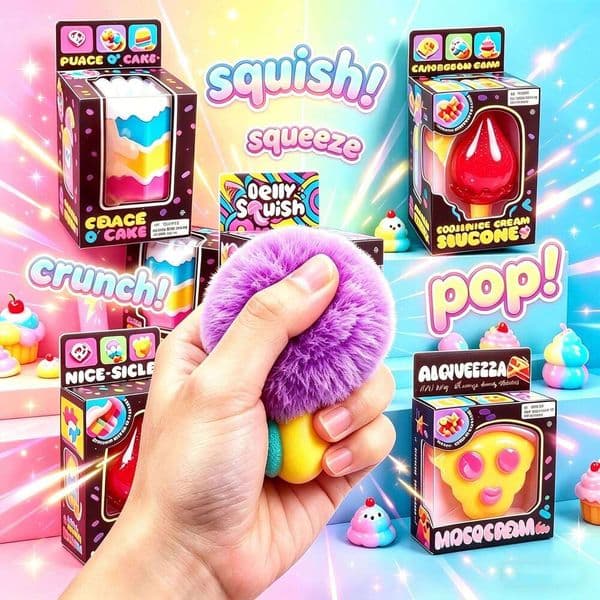 Squish Schylling NeeDoh Nice Cube & Nice-Sicle, Sensory Stress Relief Fidget Toy, Anti-Anxiety Calming Toy for ADHD 26L0529