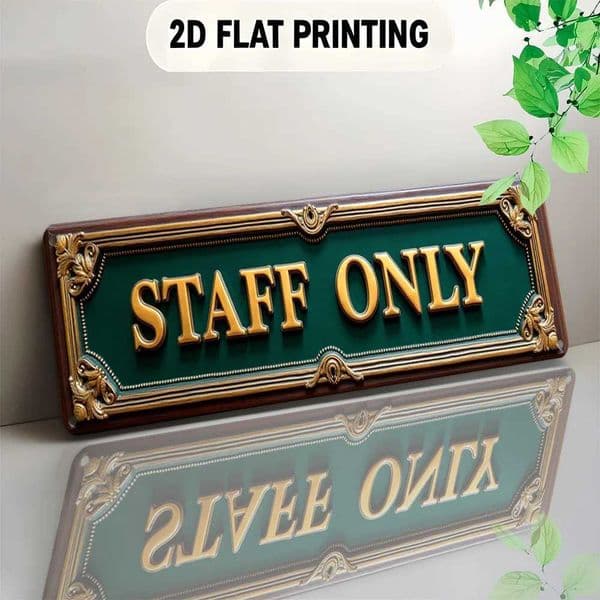 Staff Only Vintage Tin Sign Retro Elegant Green Gold Frame 2D Flat Print Metal Wall Art Decorative Plaque for Office Cafe Bar C260529