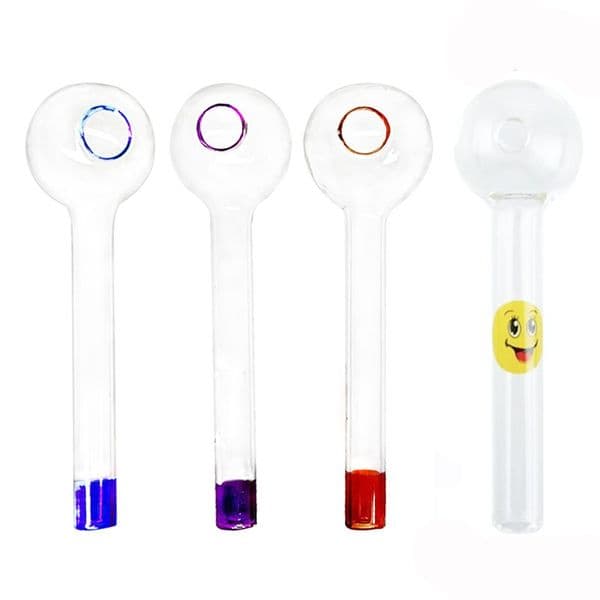 Wholesale Thick heady Mini Glass oil burner pipe 4inch colorful Straight Glass oil tube nails pipes for smoking
