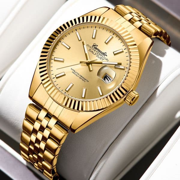 Mens Classic Diary Waterproof Watch Business Room Gold Calendar Steel Belt Watch Exquisite Gift Watch For Daily Dress In The Workplace