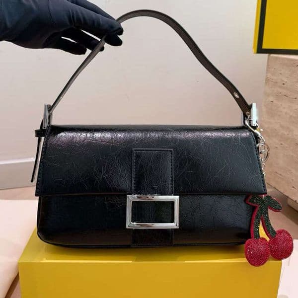 Designer Shoulder Bag for Women High Quality Luxury Fashion Vintage Crinkled Leather Crossbody Bags Sequin New Ladies Totes Handbags Purses