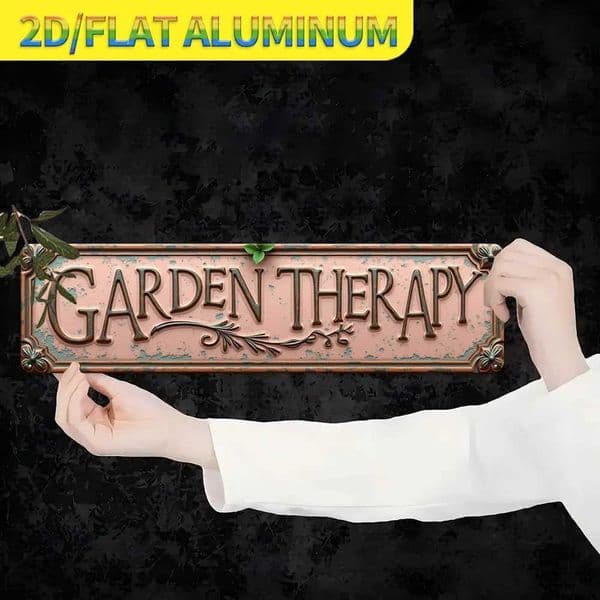 Vintage Garden Therapy Metal Tin Sign 2D Flat Aluminum Retro Wall Decor Plaque Rustic Floral Art Poster for Home Garden Patio C260529