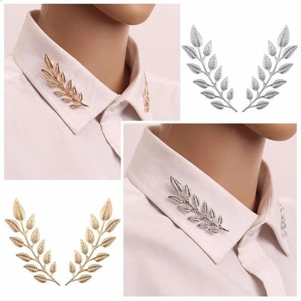DIY Fashion Men And Women Brooches Leafshaped Shirt Collar Pins Retro Creative Trend Accessories Elegant Alloy Party Gifts 260526