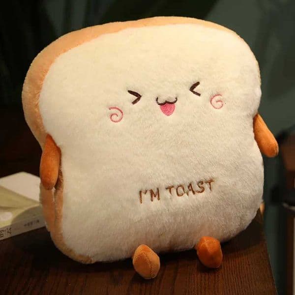 Plush Toast Pillow Cute Bread Stuffed Simulation Food Plushie Soft Warm Hand Pillow Cushion Home Decora Kids Toy Birthday Gift M260529