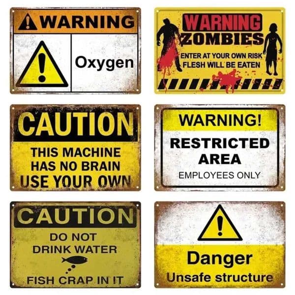 Vintage Caution Notice Zone Sign Metal Plate Warning Children Vedio Retro Plaque For Man Cave Garage Danger Door Wall Decor C260529
