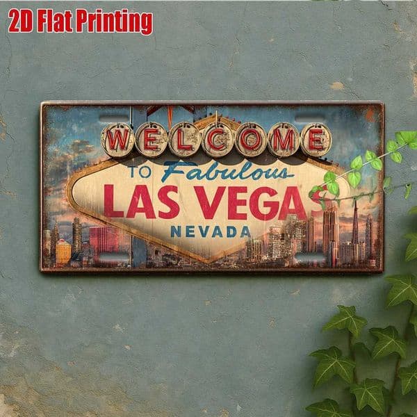 2D Flat Printing 1pc Vintage Metal Sign for Decorationg Only Outdoor Wall Art 12 6 Las Vegas Sign Aluminum Plate C260529