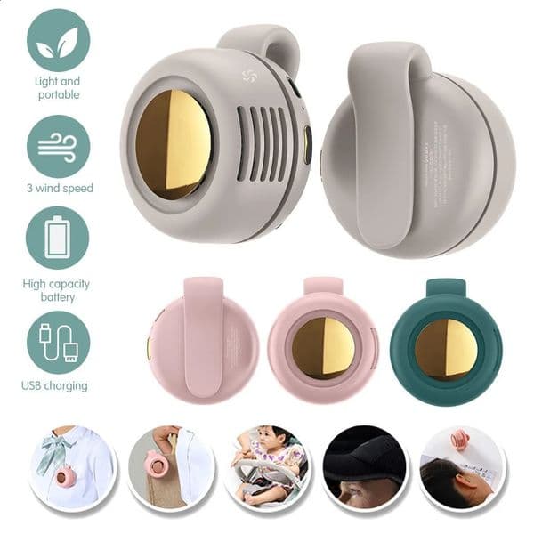 Mini Whirlwind USB Small Fan Clip on Collar Waist Hanging Portable Buckle 260529