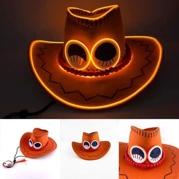 2026 LED Light perfume Up Firefist Cap Yellow Luminous Portgas D Ace Cosplay Costume Hat cologne Gift For Anime Lovers Halloween Cosplay Free Shipping 03
