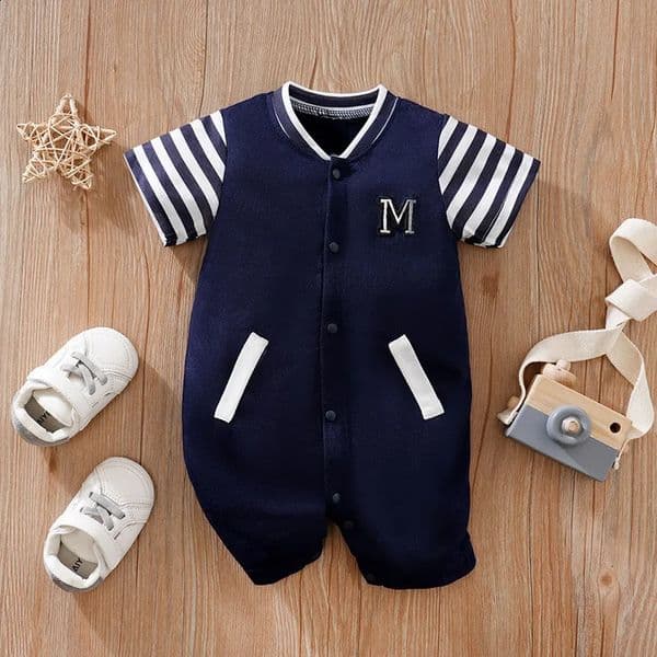 018 Baby Jumpsuit Casual Letter Embroidery For Comfortable And Soft Boys Girls Summer Short Sleeved born Clothes 260529