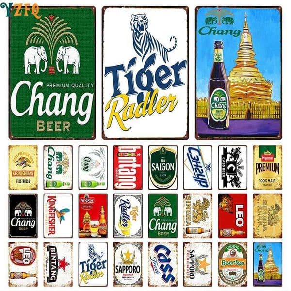 Asian Beer Signs Thailand Korea Metal Plate Decor For Restaurant Cafe Kitchen Art Wall Accessories Retro Poster DU-10883B C260529