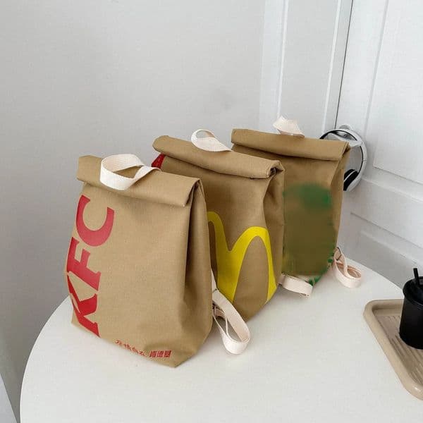 2026 New Funny Cute Cartoon cologne French Fries Packaging Bags perfume Student Woman Schoolbag Canvas Backpack Large Capacity Messenger Bag Handbag Free Shippi