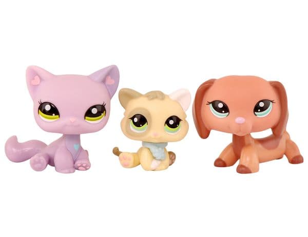 3 pcs LPS Pet Toy Mini Pet Shop Little Pet Figure Sitting Cat 1994 Kitten 1074 Dachshund 2046 Collectible Kid Gift Playset