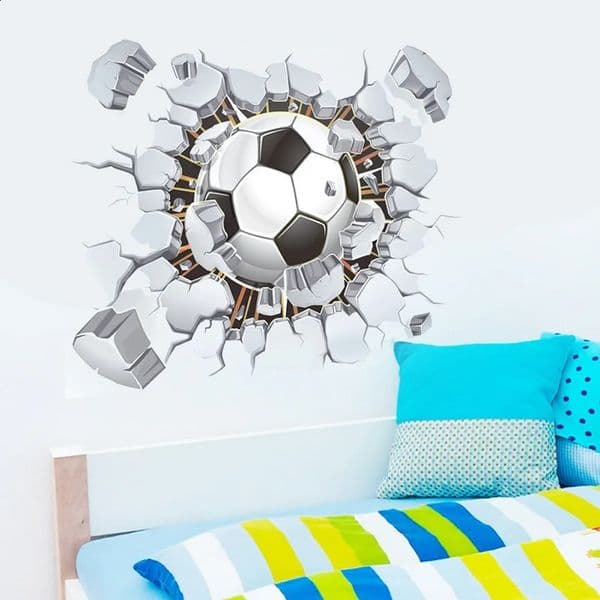 3D football Soccer wall stickers for kids rooms Children bedroom Cartoon decals boys room Mural decoration gift 260529