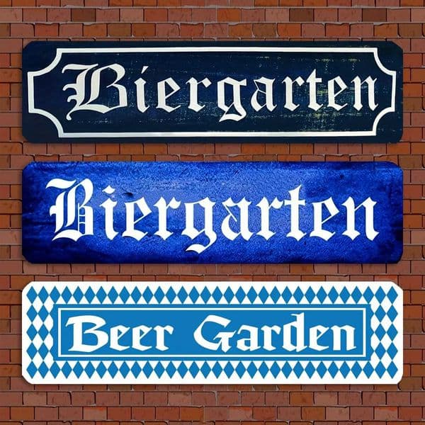Biergarten Beer Garden German Metal Sign Blue Bar Brewery Pub Hall Aluminum Sign Drinking Restaurant Drinker Plaque Decor C260529
