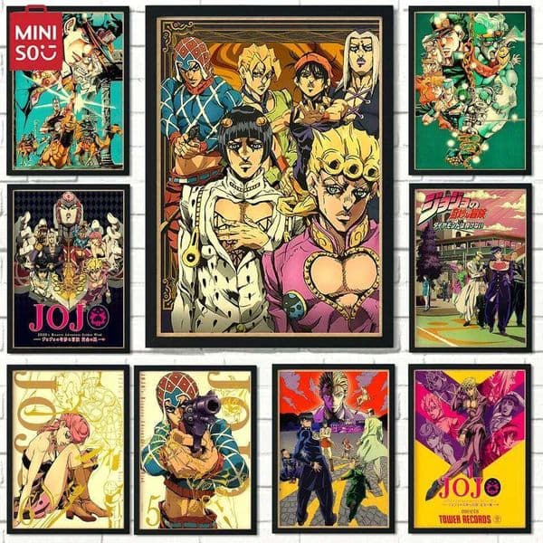 2025 JOJO Posters Vintage Anime Poster JoJos Bizarre Adventure Animation Canvas Painting Wall Art Decoration Kawaii Ro 26L0529