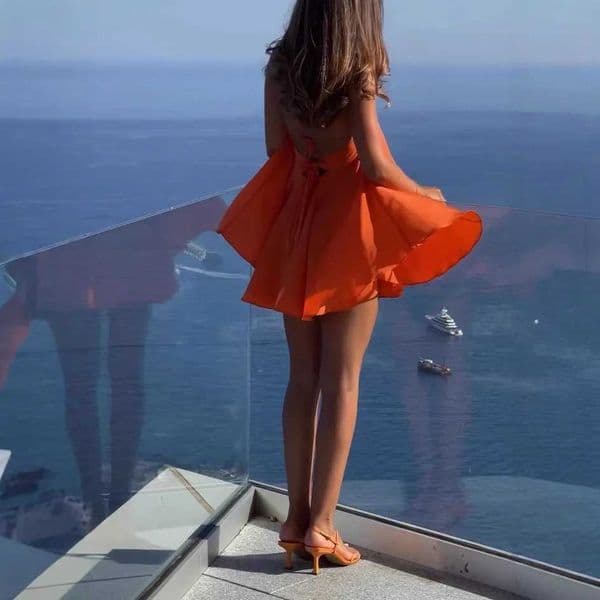2026 summer womens sexy party off shoulder dress elegant sleeveless hollowed out beach skirt backless high street vest M260529