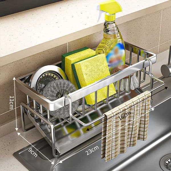 Kitchen Sponge Holder Stainless Steel Sink Drain Rack Soap Drainer Towel Rack Shelf Organizer bathroom Storage AccessoriesR260529