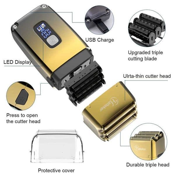 All-metal powerf foil electric shaver hair durable triple shaving hine for men beard electric razor barber toolJ260530
