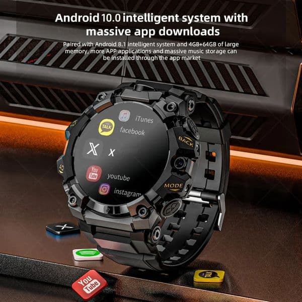 5G Cellular Version Q668 Android 100 Smart Watch 195inch Amoled 720720 Smartwatch With 800W Dual Camera GPS WIFI Sim Card 260530