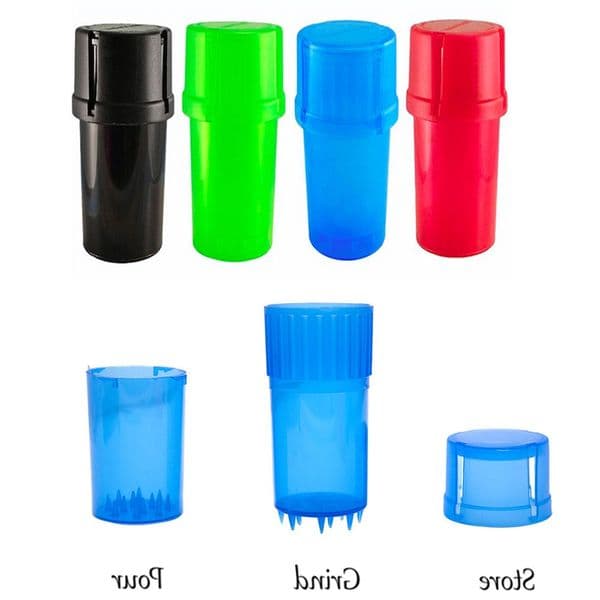 Wholesale 3Layer Plastic Tobacco Herb Grinder Tobacco Storage Tank Spice Crusher Hand Muller Metal smoking Grinder with Storage Jar for Dry Herb
