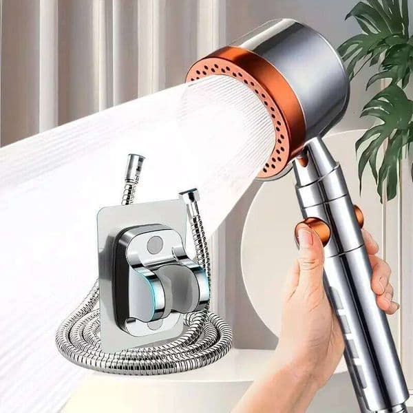 Five modes of handheld high-pressure water-saving filter showerhead one-button water-stop bathroom accessories 26Y0527