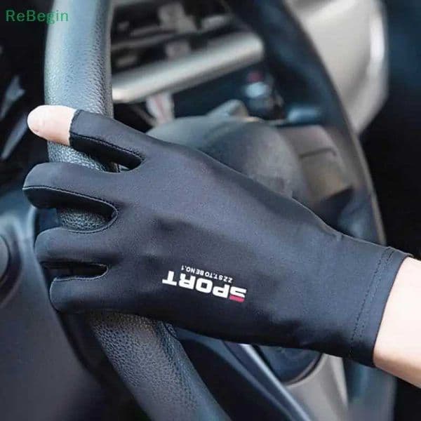 1 Pair Summer Sun Proction Driving Gloves Men Ice Silk Fishing Breathable Cycling Hiking GloveR260530