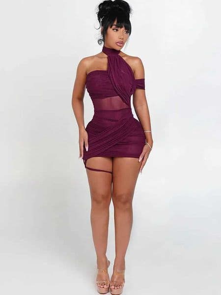 XTOCEAN See Through Sexy Dress Women Y2K Cross Bandage Backless Halter Sleeveless Summer Trend Midnight Clubwear Mini Bodycon Z260530
