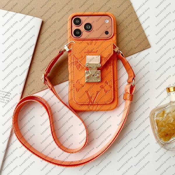 TOP Cross body Phone Case Designer iPhone Case For iPhone 17 Pro Max 16 ProMax 15 14 13 12 11 17 Air 15 Plus 16 Plus Case Card Holder Leather Caviar Quilted Wallet Case Chain