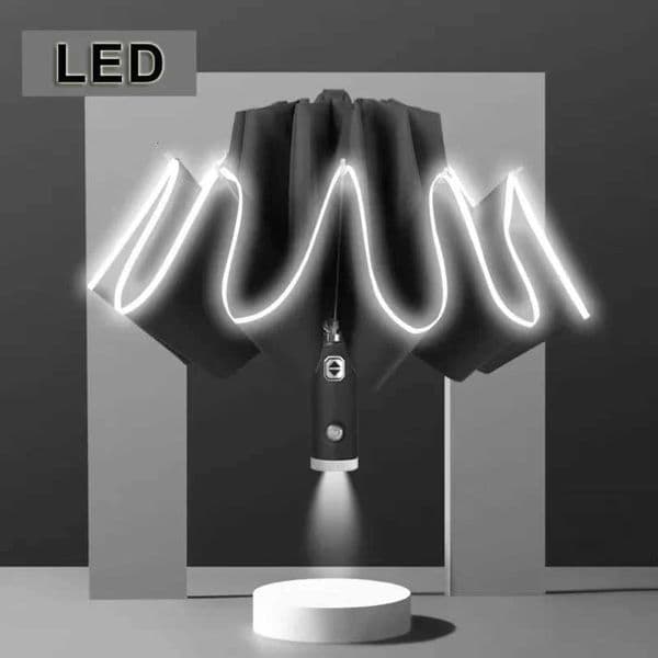 LED Umbrella Male Fully Automatic Reverse Umbrella Female Dual Purpose Folding Automatic Umbrella Large SizeJ260530