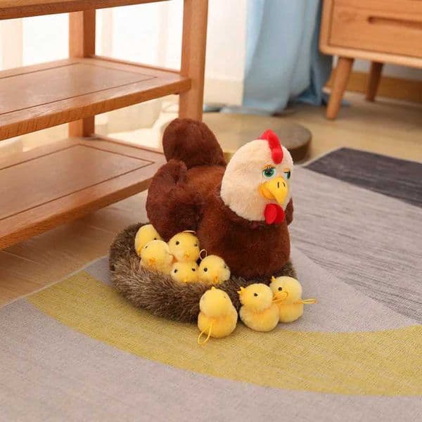 1 Set Kawaii Chick Family Plush Toys Chicken Mother Chick Baby Plush Dolls Simulation Hen With Nest Stuffed Animals Kids Gifts L260529