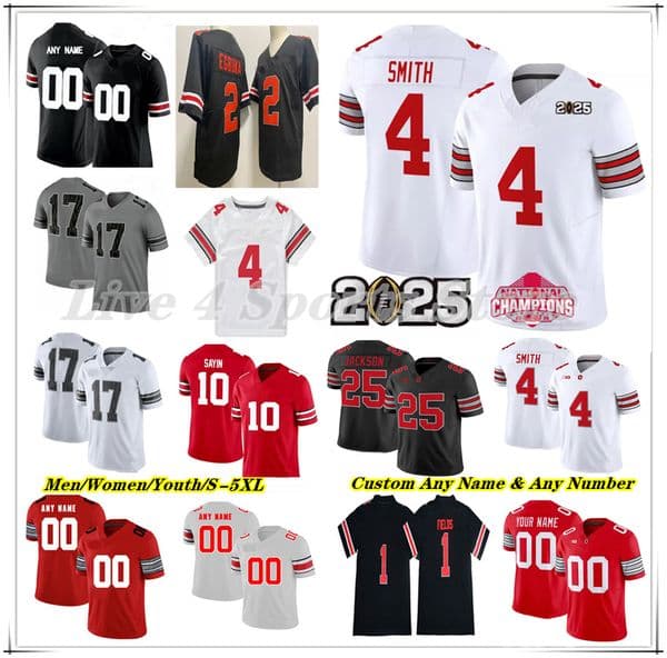 2026 Ohio StateS BuckeyesS OSU College Football Jersey Jeremiah Smith Julian Sayin Bo Jackson James Peoples Chris Henry Jr Brandon Inniss C.J. Hicks Phillip Bell 5XL