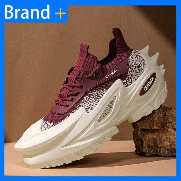 Mens Sports Shoes Elastic Thick Soled Anti Slip Outdoor Fitness Shoes Versatile Daily Wear Casual Street Fashion Walking ShoesR260530